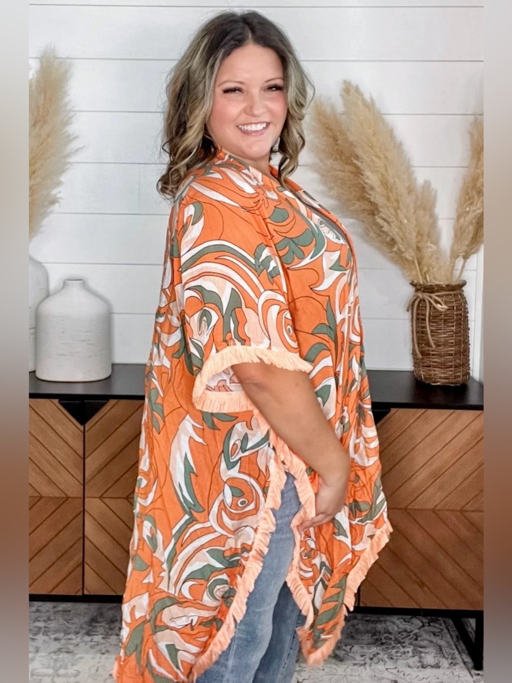 “Florida” Kimono with Fringe by Kori Plus